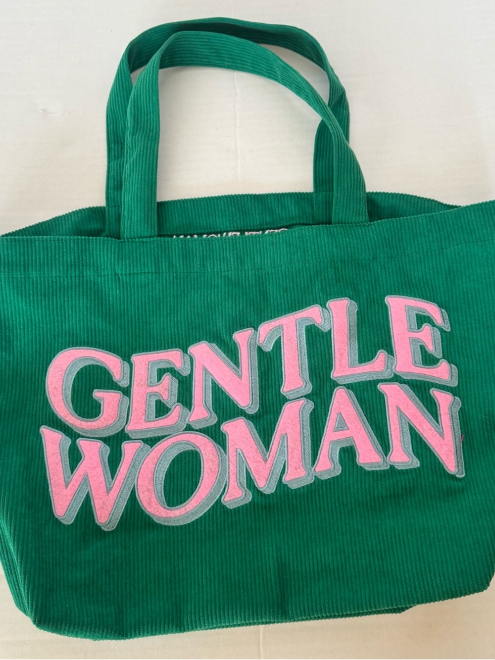 Gentle Women Tote Green Pink Corduroy Feminine Travel Colorful - Picture 2 of 11
